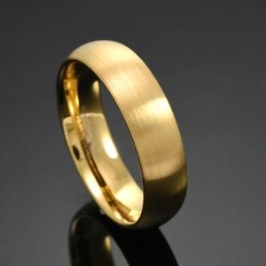 Brushed Tungsten Gold Domed Ring 8mm Band